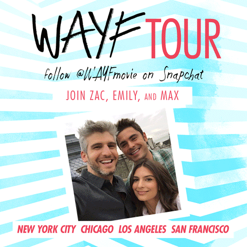 Keep the party going! Join us on Snapchat for LIVE coverage of #WAYFTour - TONIGHT in NYC! 👻👉 @WAYFmovie