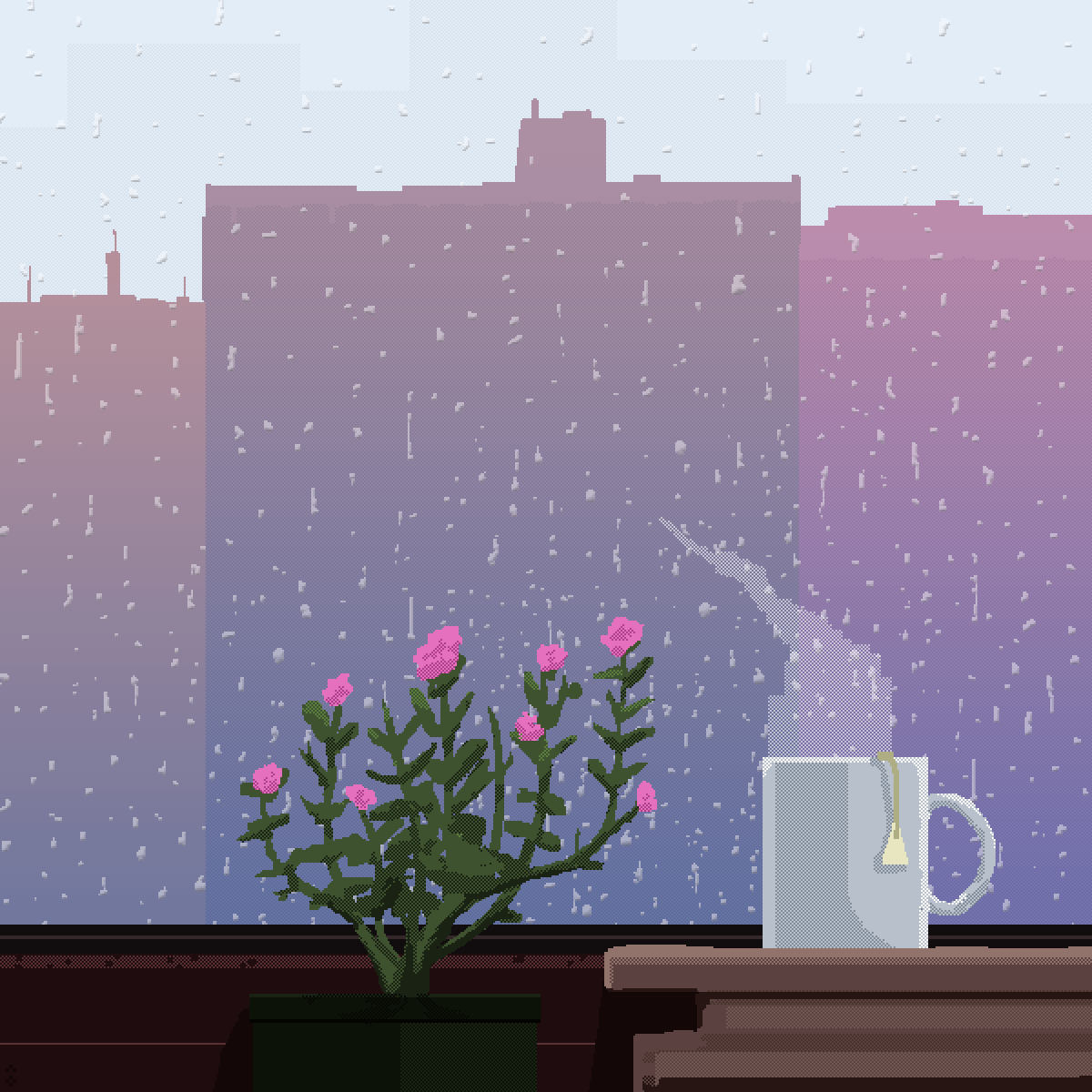 [OC] Rainy afternoon : PixelArt